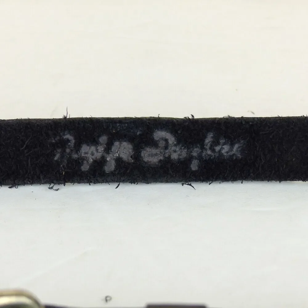 Black Pebbled Genuine Leather Grommet Belt Size 34 Narrow Punk Goth Y2K Rock Emo